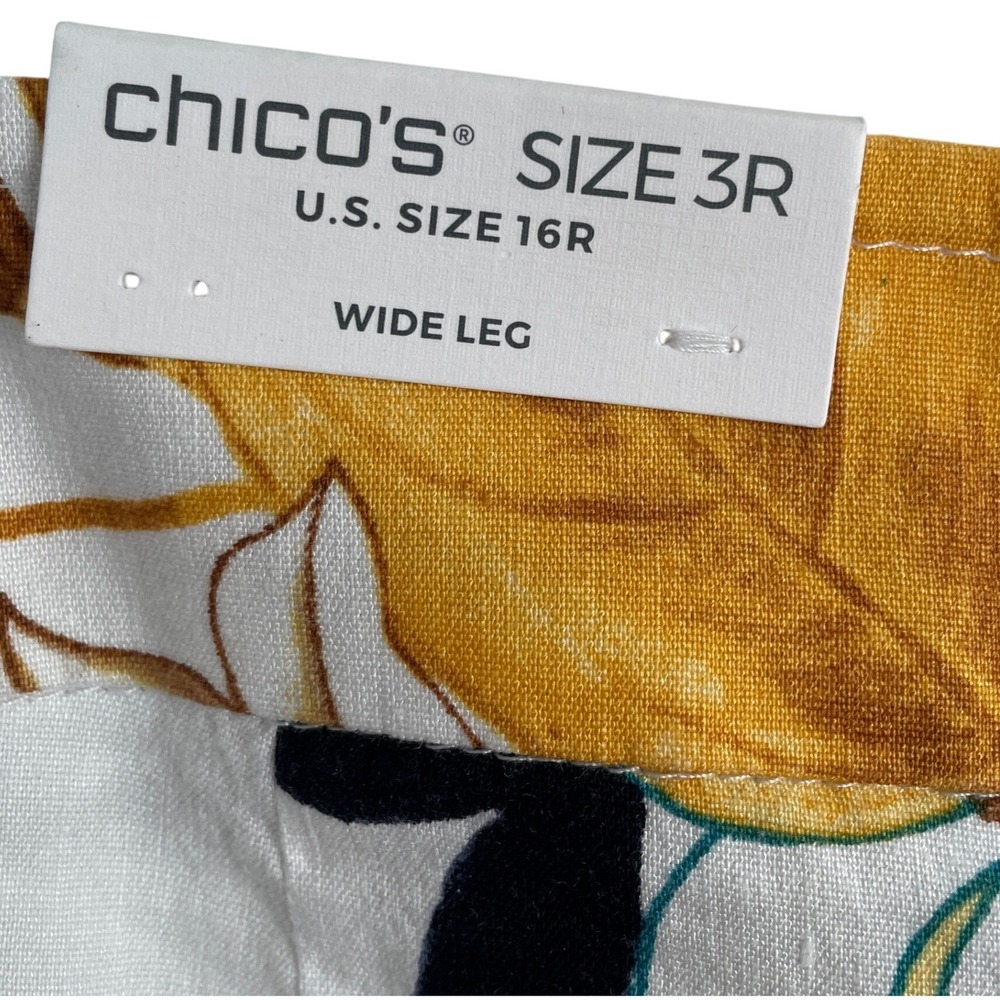 Chico's Tropic Garden Floral Stretch Linen Wide Leg Pull On Pants Size 3R 16R - Picture 5 of 16